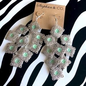 3 for $30 Stephan & Co. Silver and Green Earrings